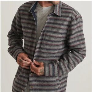 Marine Layer Men's Striped Snap-Front Shirt Jacket - Gray, Green & Maroon